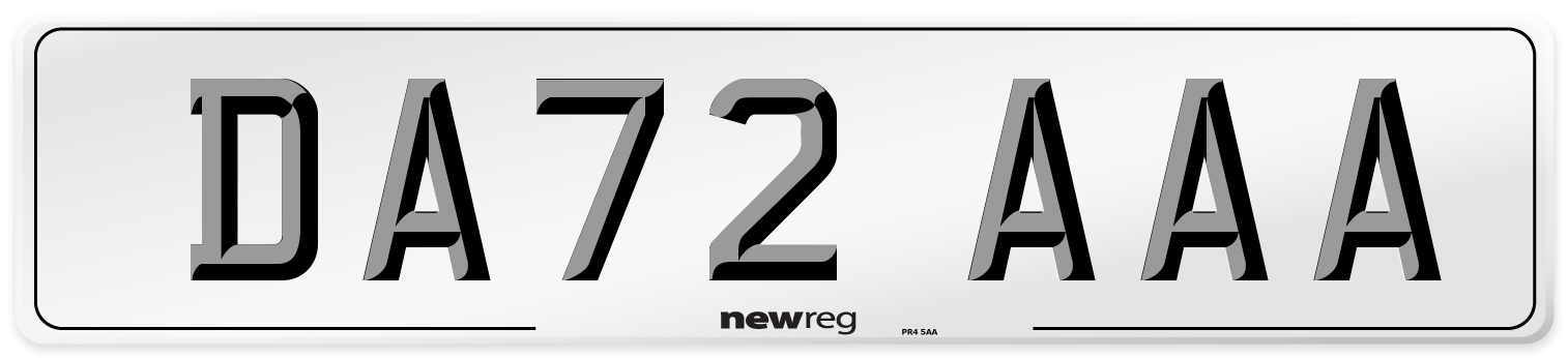 DA72 AAA Number Plate from New Reg